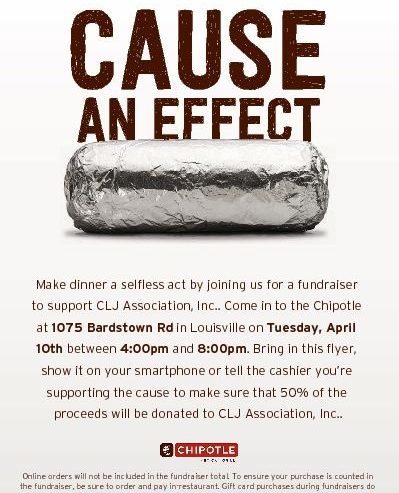 Chipotle Fundraiser to Benefit CLJ Association, Inc.