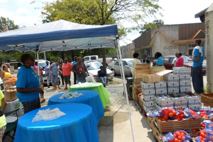 Lining up for CLJ Gives Green Groceries Initiative (GGI) August 25, 2018, Fairfield, Alabama.