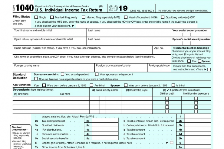 2019 1040 tax form